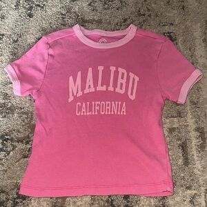 Women's Pink Crop Top with Malibu California Print